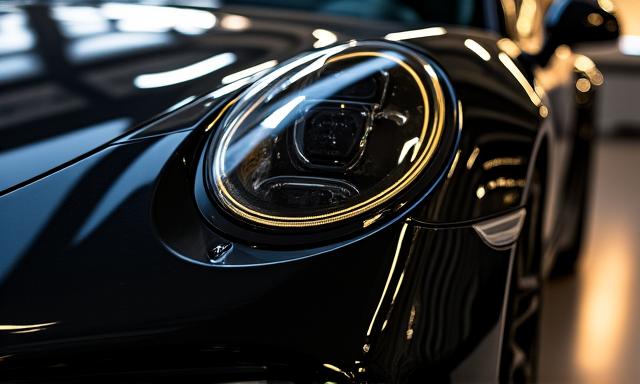 オーロラ・シャイン・パッケージで輝く黒いポルシェ